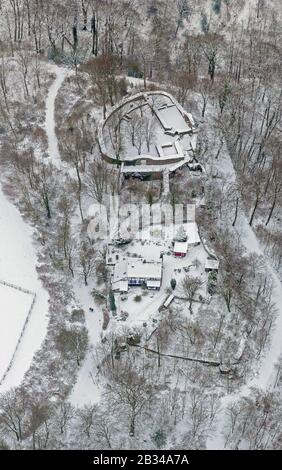 , Burgruine Neu Isenburg in Bredeney, 18.01.2013, Luftbild, Deutschland, Nordrhein-Westfalen, Ruhrgebiet, Essen Stockfoto