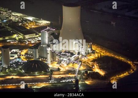 Blick auf das Steinkohlekraftwerk Walsum im Landkreis Walsum in Duisburg, 13.12.2012, Luftaufnahme, Deutschland, Nordrhein-Westfalen, Ruhrgebiet, Duisburg-Walsum Stockfoto