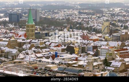 Innenstadt von Hamm mit St Paul's Church, 26.01.2013, Luftbild, Deutschland, Nordrhein-Westfalen, Ruhrgebiet, Hamm Stockfoto