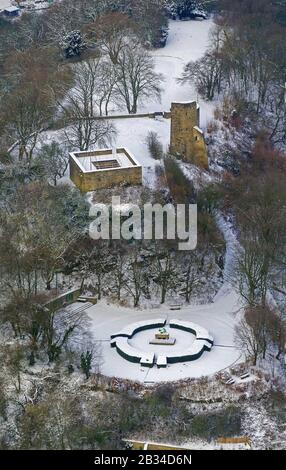 , Burgruine Volmarstein im Winter, Luftbild, Deutschland, Nordrhein-Westfalen, Ruhrgebiet, Wetter-Volmarstein Stockfoto