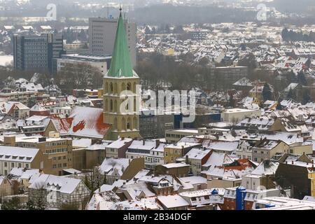 Innenstadt von Hamm mit St Paul's Church, 26.01.2013, Luftbild, Deutschland, Nordrhein-Westfalen, Ruhrgebiet, Hamm Stockfoto