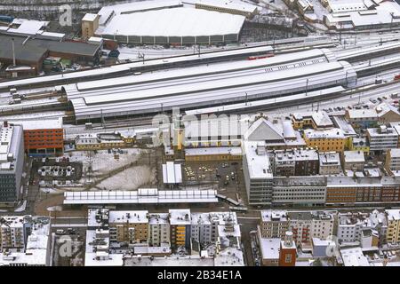 Fernbahnhof Hagen, 19.01.2013, Luftbild, Deutschland, Nordrhein-Westfalen, Ruhrgebiet, Hagen Stockfoto