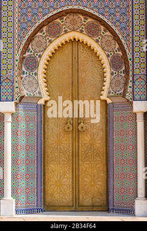 Die Haupttore des Königspalastes, Fes, Marokko Stockfoto