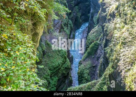 Blick in die Partnachklamm, Garmisch-Partenkirchen, Oberbayern, Bayern, Deutschland Partnachklamm, Garmisch-Partenkirchen, Bayern, Deutschland Stockfoto