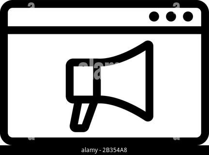 Megaphon, Symbolvektor des Browsers. Abbildung der isolierten Kontursymbole Stock Vektor