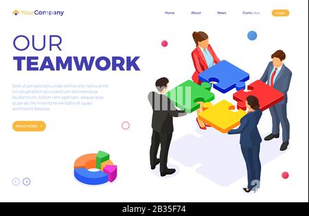 Partnerschaft, Teamarbeit Business Mans und Womans Stock Vektor