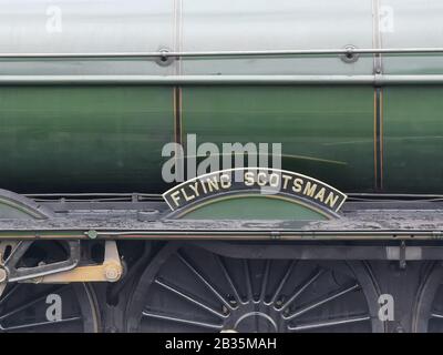 Flying Scotsman Seitenbild mit Namensschild Stockfoto
