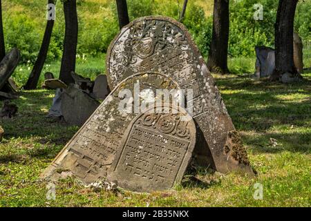 Jüdischer Friedhof, zerstört von den deutschen während des zweiten Weltkriegs in Nowy Zmigrod, Kleinpolen, Polen Stockfoto