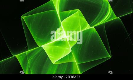 Grün leuchtende Quantum, computergenerierter abstrakter Hintergrund, 3D-Rendering Stockfoto