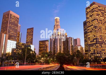 Skyline von Wolkenkratzern in Downtown Financial District, Los Angeles, California, United States Stockfoto