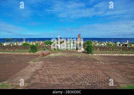 Rapa Nui. Osterinsel-Friedhof von Hanga Roa auf der Osterinsel, Chile Stockfoto