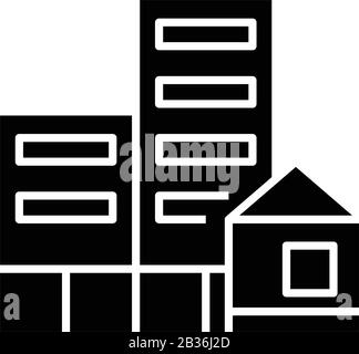 Schwarzes Symbol für Büroausbuchtungen, Konzeptabbildung, Vektor-Flachsymbol, Glyph-Zeichen. Stock Vektor