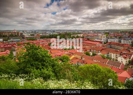 Schweden, Vastragotland und Bohuslan, Gothenburg, hochwinkeliger Stadtblick vom Skansparken, Morgen Stockfoto