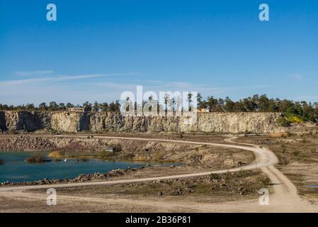 Schweden, Gotland Island, Bungenas, ehemalige Kreidemine und Militärbasis, jetzt ein exklusiver Ferienbau und Naturreservat, fomer Kalkbruch Stockfoto