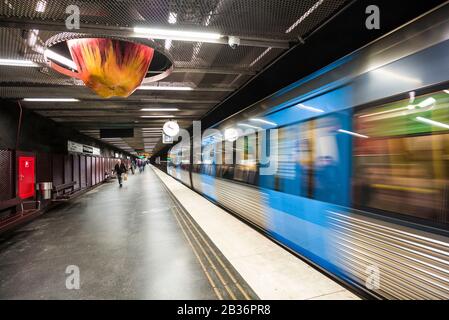 Schweden, Stockholm, U-Bahn Stockhom, Bahnhof Tekniska Hogskolan Stockfoto