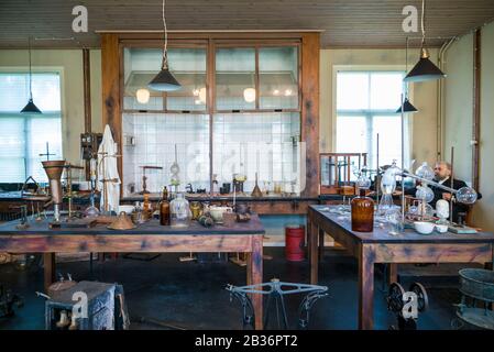 Schweden, Varmland, Karlskoga, das Labor von Alfred Nobel, Laboreinrichtung Stockfoto