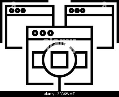 Usings Browser Line Icon, Concept Sign, Outline Vector Illustration, Linear Symbol. Stock Vektor