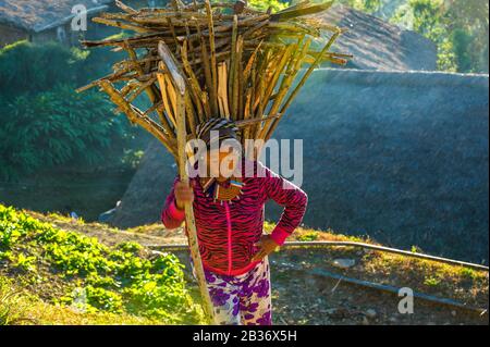 Indien, Nagaland, Longwa, Konyak-Stamm Stockfoto