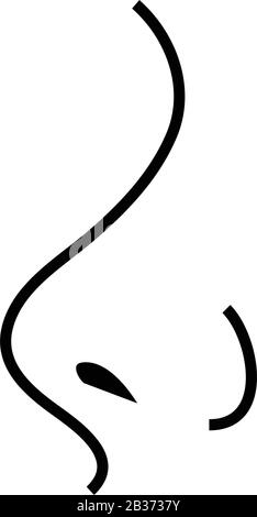 Schwarzes Symbol für Nasenkrankheit, Konzeptabbildung, Vektor-Flachsymbol, Glyph-Zeichen. Stock Vektor