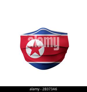 Nordkoreas Flagge medizinische Schutzmaske. 3D-Rendering Stockfoto