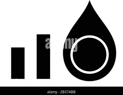 Ölpreistrends schwarzes Symbol, Konzeptabbildung, Vektor-Flachsymbol, Glyph-Zeichen. Stock Vektor