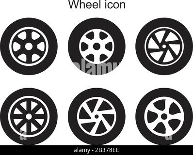 Reifenradsymbol Vorlage schwarz Farbe editierbar. Reifenradsymbol Symbol Flat Vector Illustration für Grafik- und Webdesign. Stock Vektor