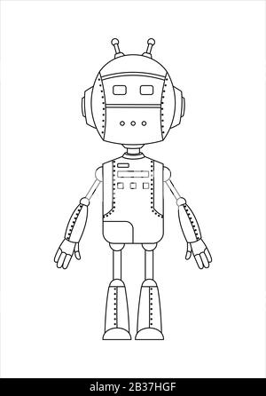 Umreißender Android-Roboter-Charakter Mit Zwei Antennen. Stock Vektor