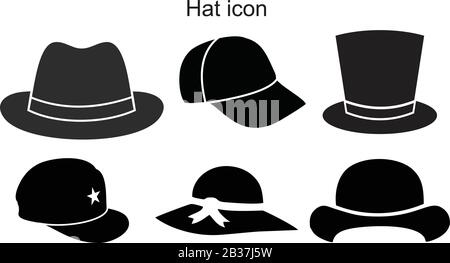 Hut Icon template schwarz Farbe editierbar. Hutsymbol Symbol Flat Vector Illustration für Grafik- und Webdesign. Stock Vektor