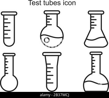 Reagenzgläsern Symbolvorlage schwarz Farbe editierbar. Reagenzgläsern Symbol Flachvektor Illustration für Grafik- und Webdesign. Stock Vektor
