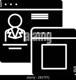 Profileinstellungen schwarzes Symbol, Konzeptdarstellung, Vektor-Flachsymbol, Glyph-Zeichen. Stock Vektor