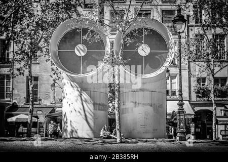 Place Georges Pompidou gigantische industrielle Luftschlitze, Beaubourg Cultural Centre, Pompidou Centre in Paris, Frankreich Stockfoto