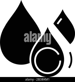 Ölverkäufe, schwarzes Symbol, Konzeptabbildung, Vektor-Flachsymbol, Glyph-Zeichen. Stock Vektor