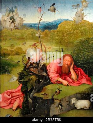 Hieronymus Bosch (1450-1516). Holländischer Maler. Der heilige Johannes der Täufer in der Meditation, ca. 1495. Lazaro Galdiano Museum. Madrid. Spanien. Stockfoto