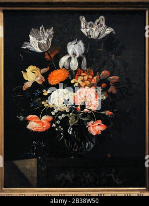 Jacob Marrel (1613-1614-1681). Deutscher Maler. Stillleben mit Blumenvase, ca. 1.650. Lazaro Galdiano Museum. Madrid. Spanien. Stockfoto