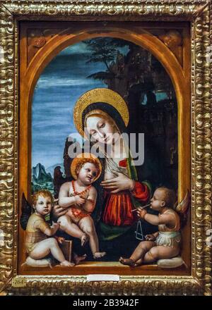 Italien Lombardei Milan Brera Art Gallery - Bernardino Zenale - Madonna und Kind und zwei Musikerengel Stockfoto