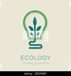 Grüne Kontur der elektrischen Glühlampe. Isoliert auf Weiß. Symbol für flache Kontur. Vektorgrafiken. Grün werden. Umweltfreundlich. Weltumwelttag Stock Vektor
