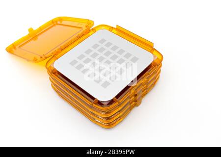 Foto von Fotomasken für die Fotolithografie Verfahren eine orange Boxen Stockfoto