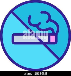 Es ist verboten, einen Symbolvektor zu rauchen. Isolierte Darstellung des Kontursymbols Stock Vektor