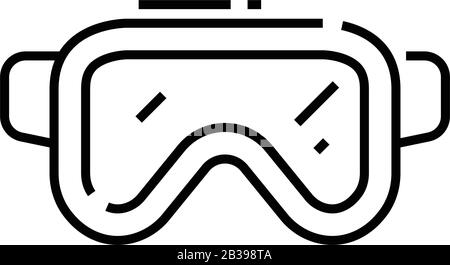 Unterwasser-Maske Liniensymbol, Konzeptschild, Konturvektorabbildung, lineares Symbol. Stock Vektor