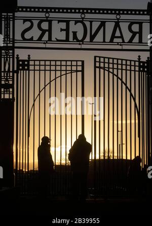 Allgemeiner Blick auf die Tore vor dem Ladbrokes Scottish Premiership Match im Ibrox Stadium, Glasgow. Stockfoto