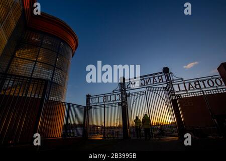 Allgemeiner Blick auf die Tore vor dem Ladbrokes Scottish Premiership Match im Ibrox Stadium, Glasgow. Stockfoto