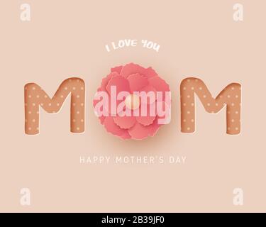 Grußkarte "Happy Mother's Day" in Papierform. Digitale Handwerkspapierkunst Stock Vektor
