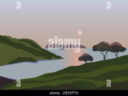 Berg-Tal-Landschaft Stock Vektor