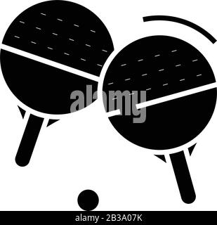 Ping Pong Black Icon, Konzeptabbildung, Vektor-Flat-Symbol, Glyph-Zeichen. Stock Vektor