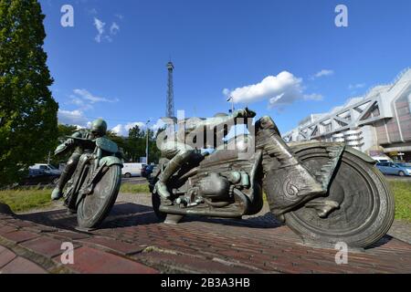 Denkmal AVUS Nordkurve, Messedamm, Westend, Charlottenburg, Berlin, Deutschland Stockfoto