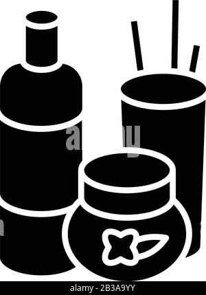 Natürliches, kosmetisches schwarzes Symbol, Konzeptabbildung, Vektor-Flachsymbol, Glyph-Zeichen. Stock Vektor