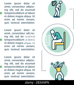 Konzeptsymbol für psychische Symptome mit Text. Psychische Störungen. Traurigkeit, Depression. PPT-Seitenvektorvorlage. Broschüre, Magazin, Broschüre Stock Vektor