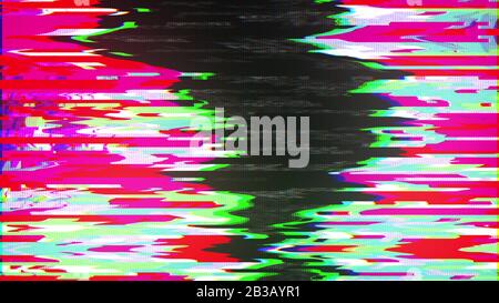 Glitch, Pixelrauschen auf dem Bildschirm, Computer generiert. Fehlerhaftes Signal. 3D Rendering eines digitalen Hintergrunds Stockfoto