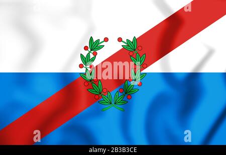 3D-Flagge der Provinz La Rioja, Argentinien. 3D-Abbildung. Stockfoto