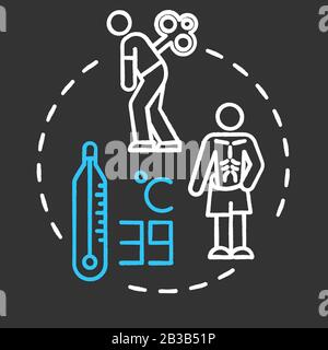 Onkologische Symptome Kreide RGB-Farbe Kreide RGB-Farbkonzept Symbol. Krebssyndrom. Fieber, Müdigkeit, Gewichtsverlust. Idee der menschlichen Krankheit. Vektor isoliert Stock Vektor